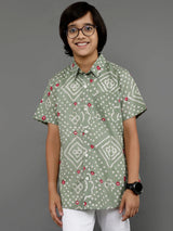 Pastel Green Bandhani Print Shirt - Elganza