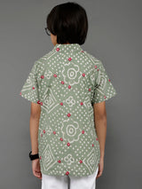 Pastel Green Bandhani Print Shirt - Elganza
