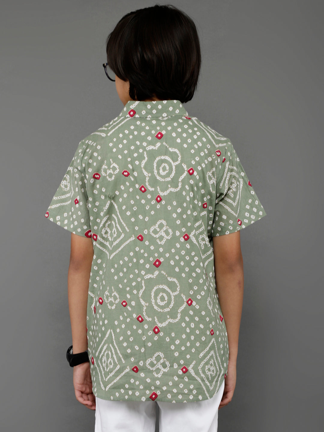 Pastel Green Bandhani Print Shirt - Elganza