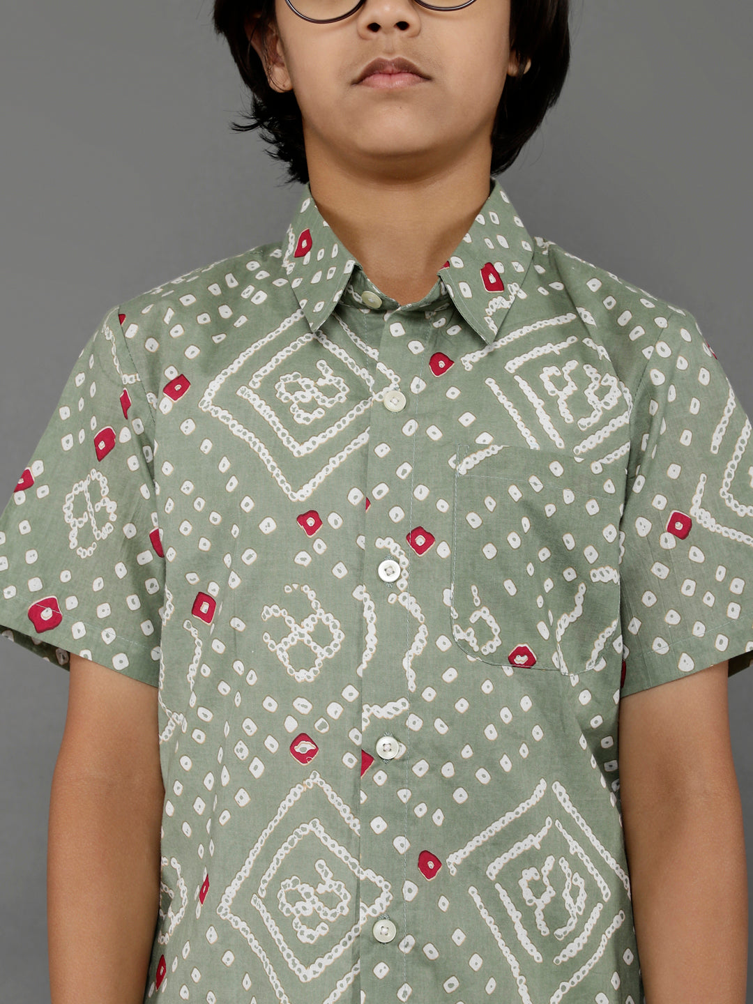 Pastel Green Bandhani Print Shirt - Elganza