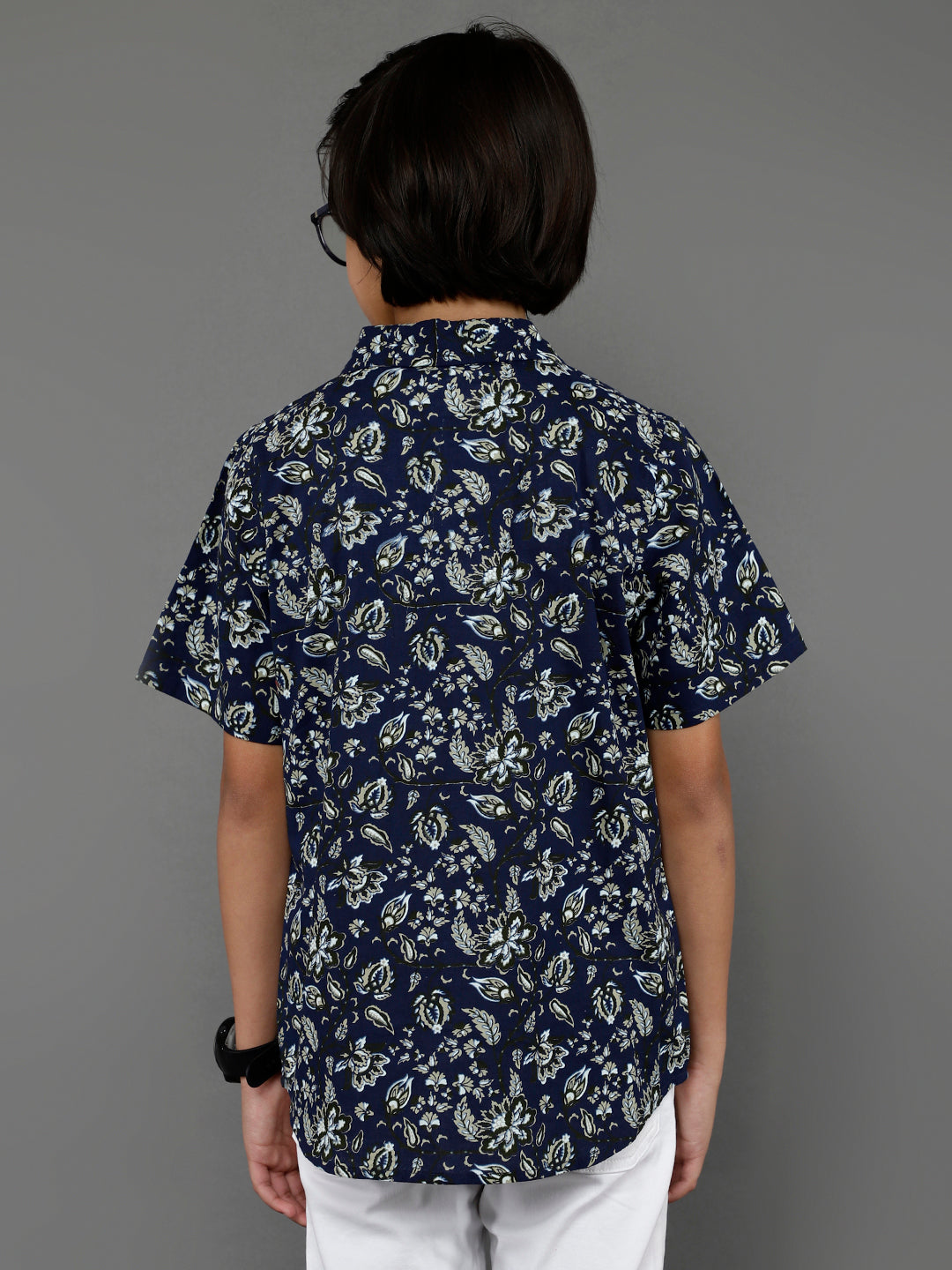 Navy Blue Printed Shirt - Elganza