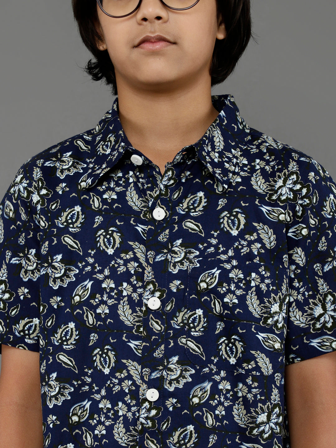Navy Blue Printed Shirt - Elganza