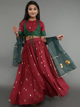 Maroon Woven Design Lehenga Choli With Dupatta