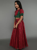 Maroon Woven Design Lehenga Choli With Dupatta