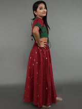 Maroon Woven Design Lehenga Choli With Dupatta