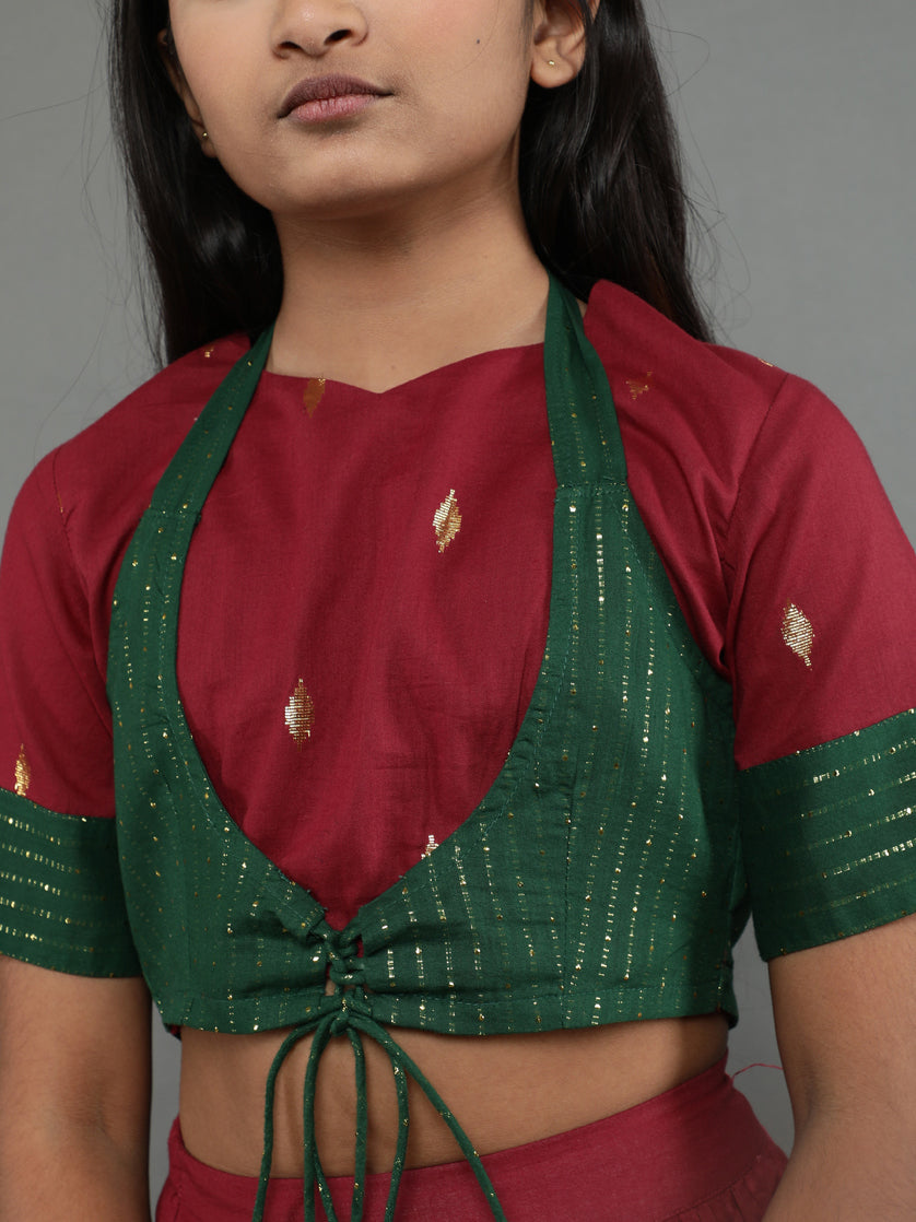 Maroon Woven Design Lehenga Choli With Dupatta