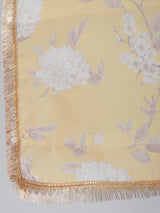 Yellow Floral Print Kurta Sharara With Dupatta