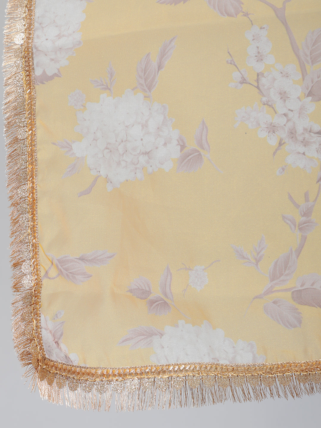 Yellow Floral Print Kurta Sharara With Dupatta