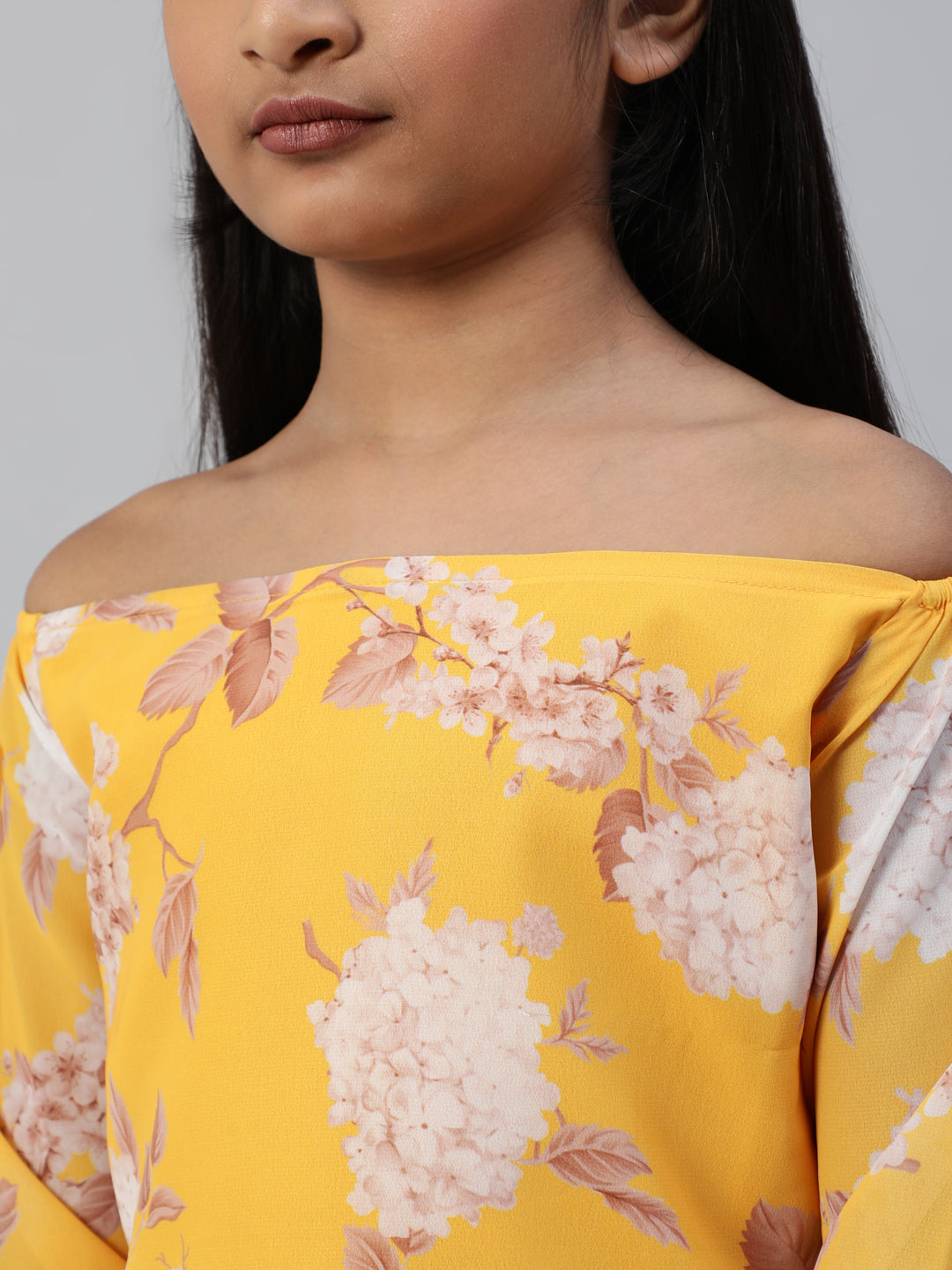 Yellow Floral Print Kurta Sharara With Dupatta