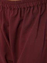 Burgundy Foil Printed Kurta With Sharara