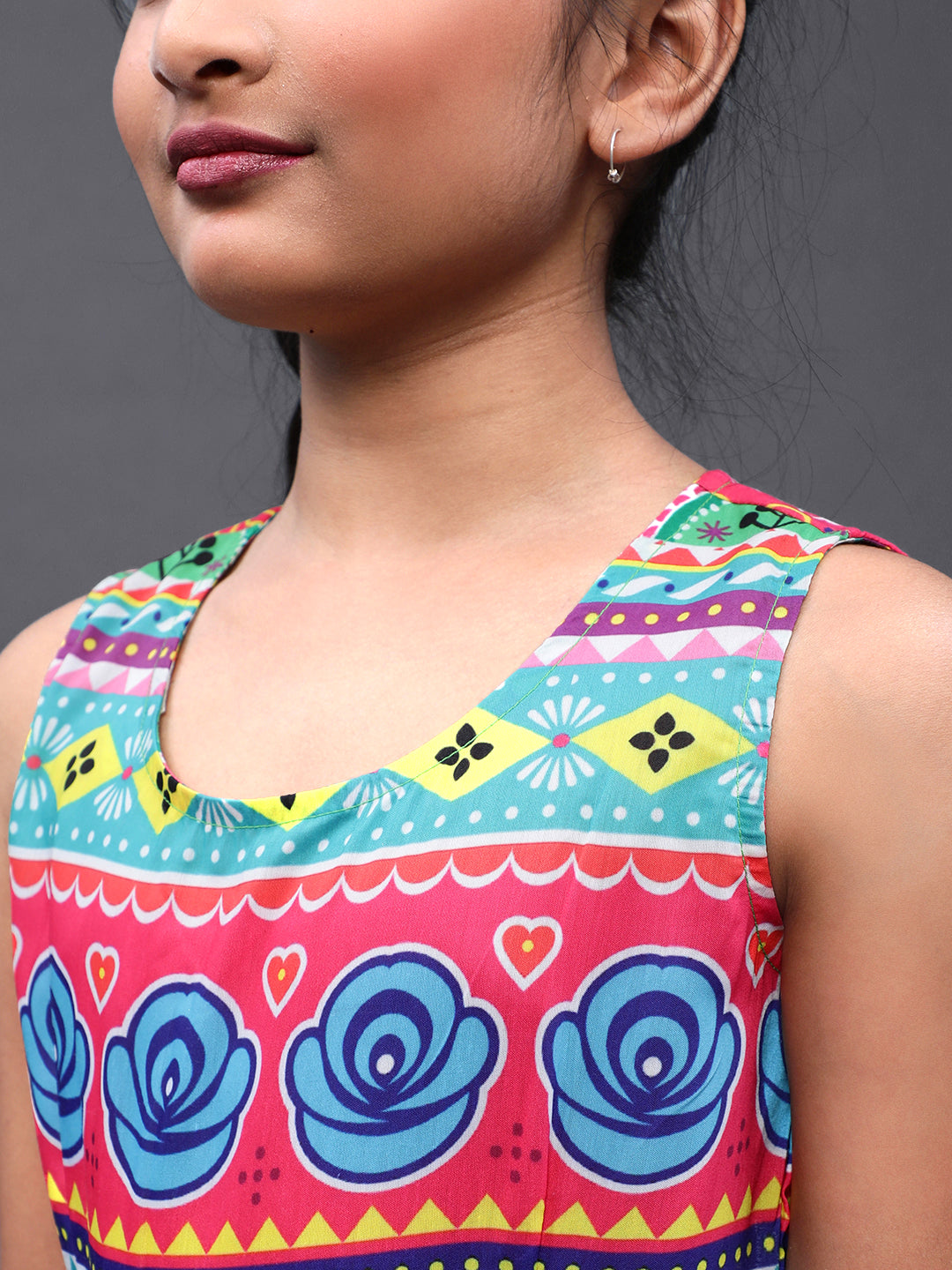 Multicolor Floral Print Tiered Maxi Dress