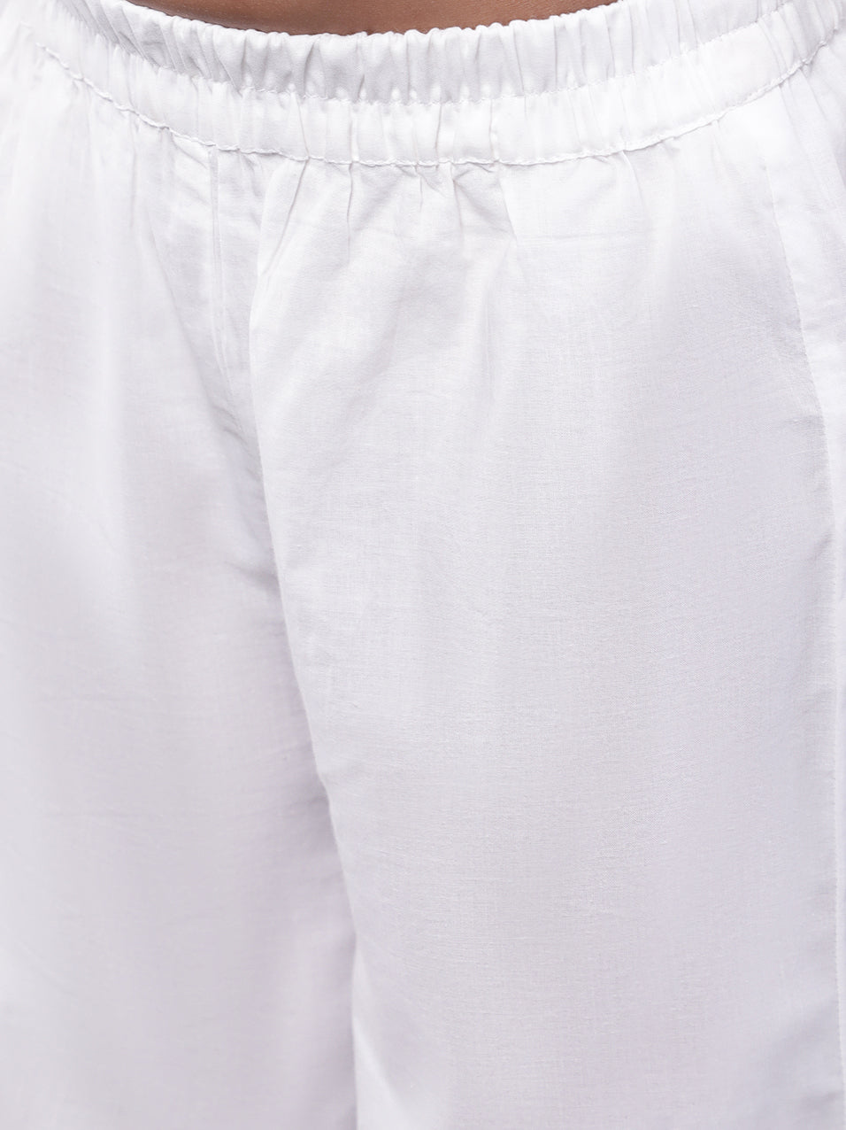 White Block Printed Kurta Palazzo With Dupatta - Elganza