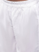 White Block Printed Kurta Palazzo With Dupatta - Elganza