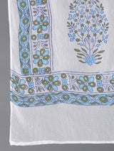 White Block Printed Kurta Palazzo With Dupatta - Elganza