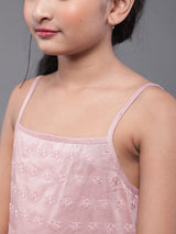 Rose Gold Schiffli Designed Kurta With Palazzo