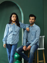 Blue Printed Couple Combo