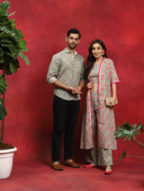 Pastel Green Floral Print Couple Combo