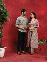 Pastel Green Floral Print Couple Combo
