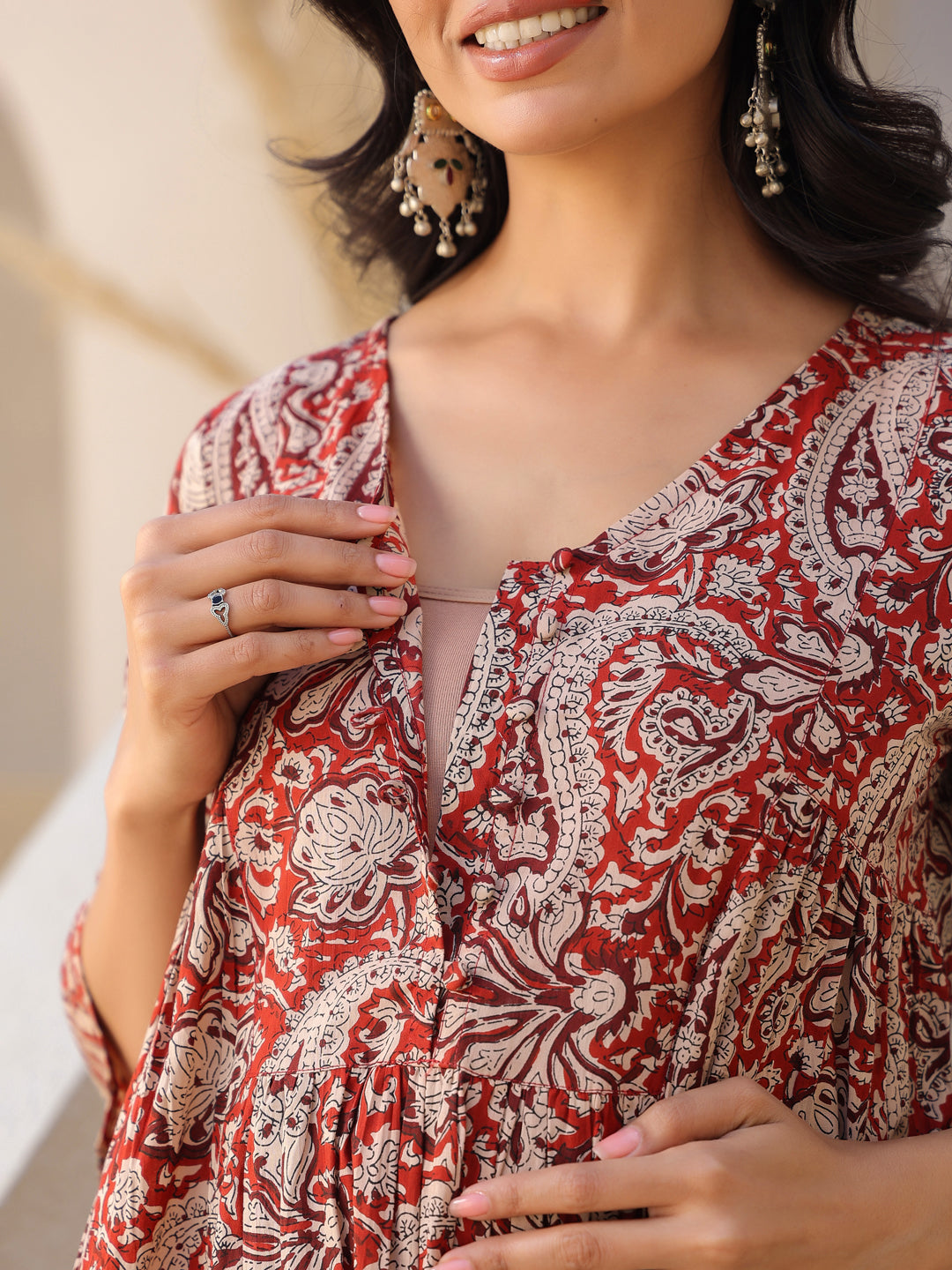 Maroon Pure Cotton Paisley Maternity Kurta Pant Set