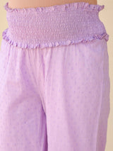 Women's Lavender Dobby Pure Cotton Yoke Embroidered A-line Maternity Kurta Pant Set