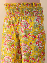 Mustard Pure Cotton Floral Printed A-line Maternity Kurta Pant Set
