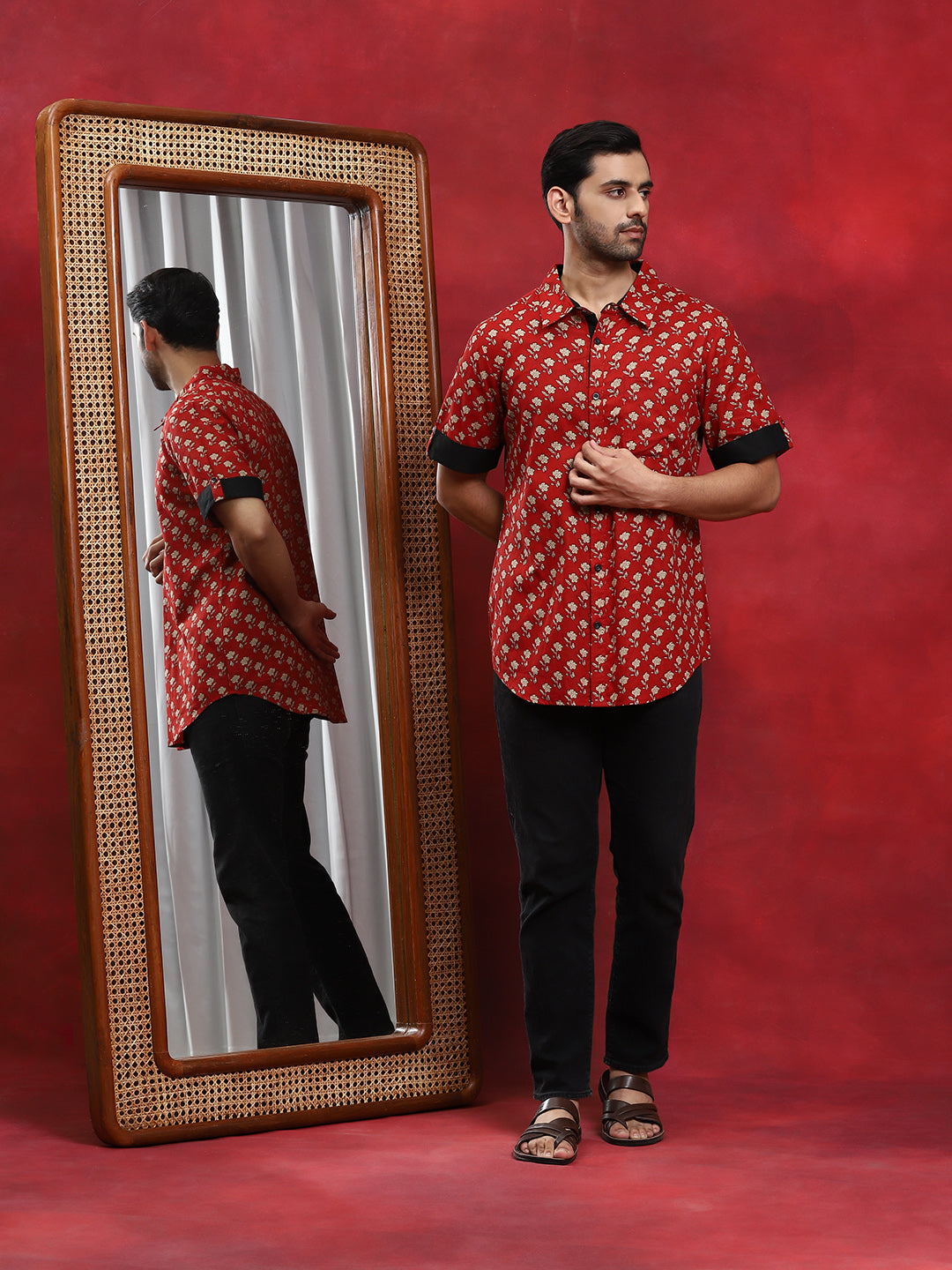 Red Floral Print Shirt