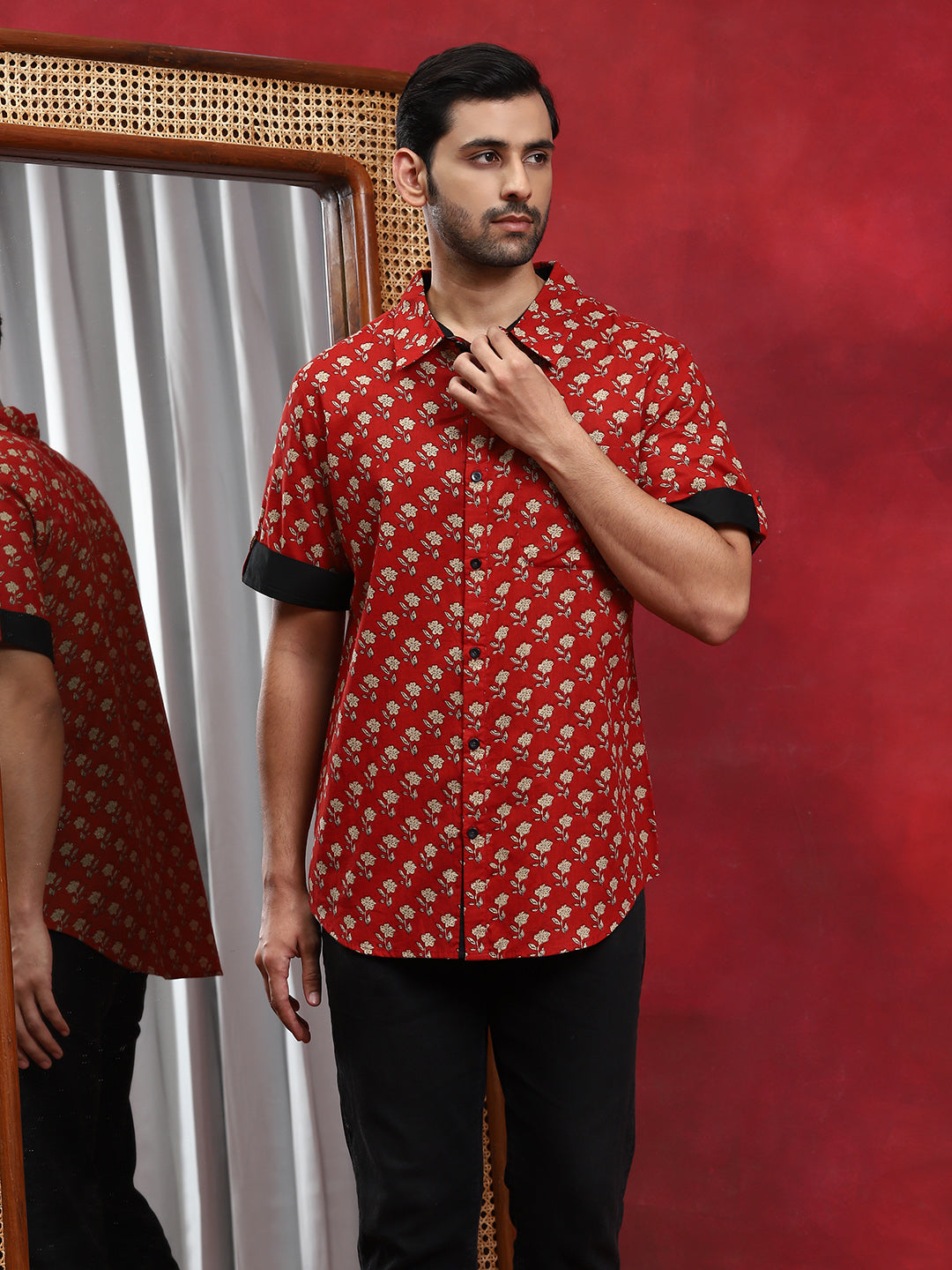 Red Floral Print Shirt