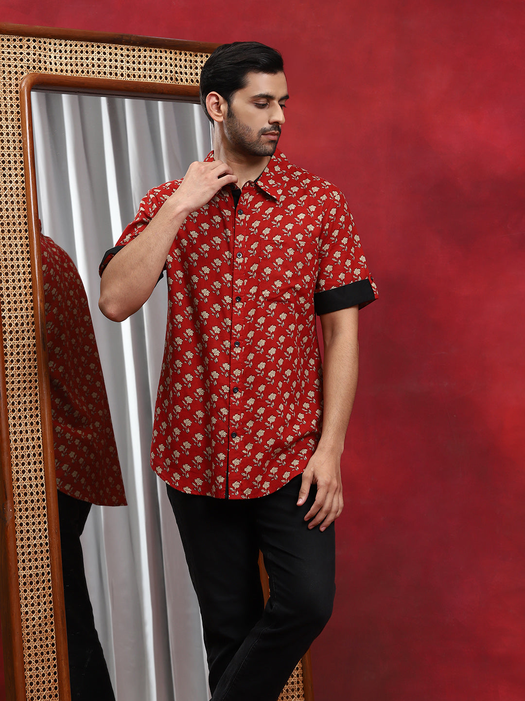 Red Floral Print Shirt