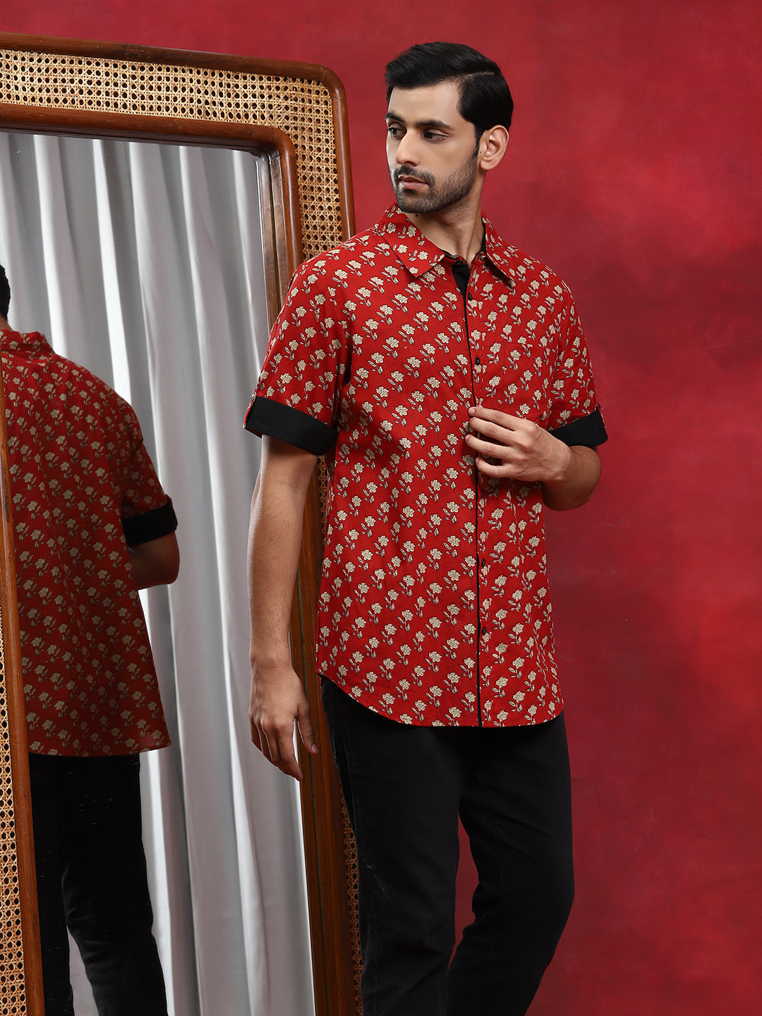 Red Floral Print Shirt