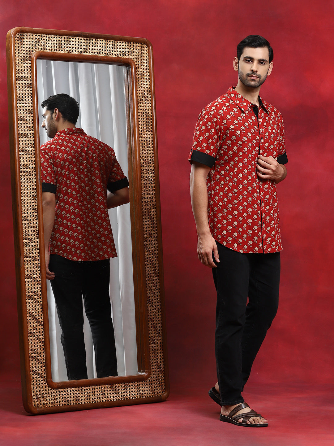 Red Floral Print Shirt