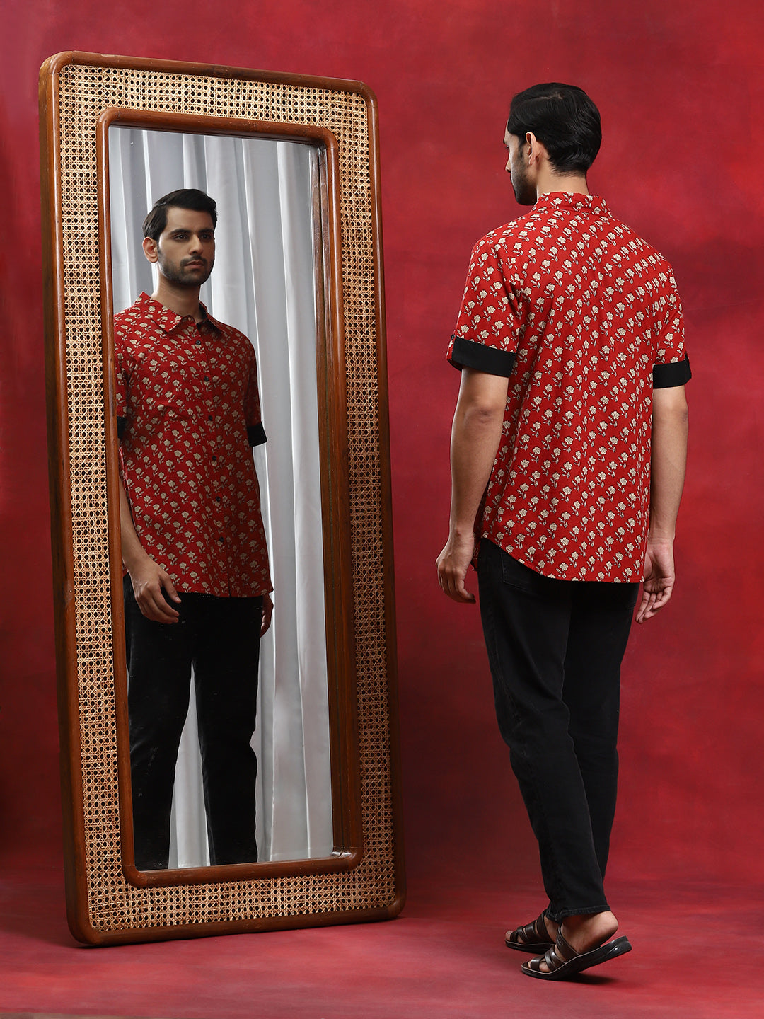 Red Floral Print Shirt
