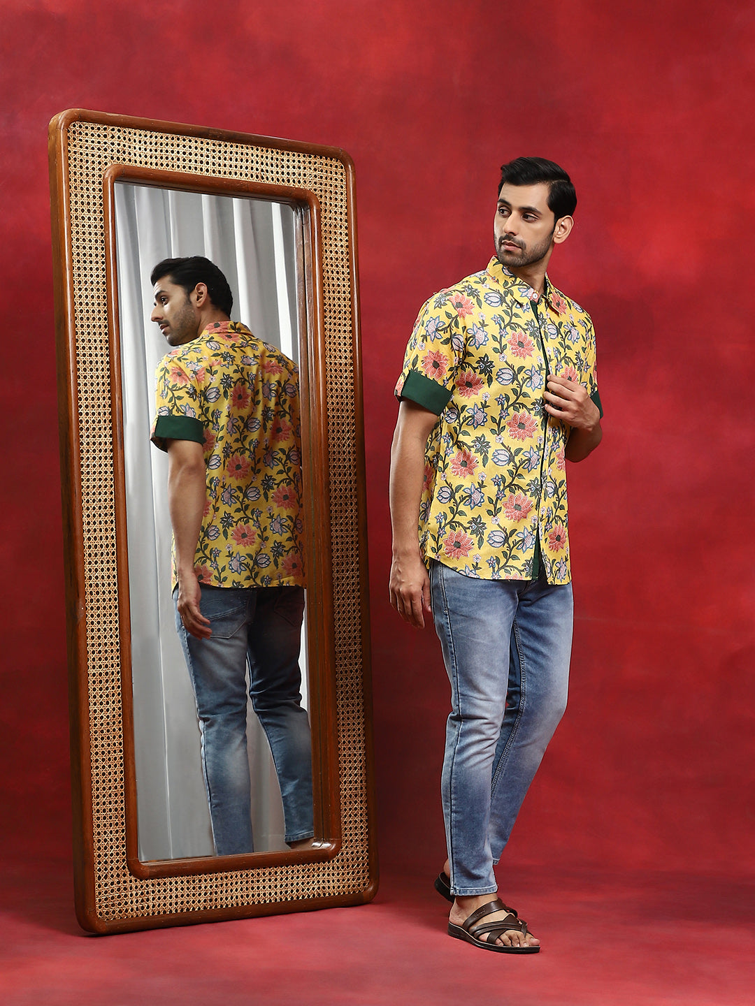 Yellow Floral Print Shirt