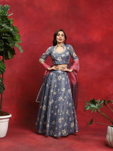 Grey Floral Print Couple Combo - Elganza