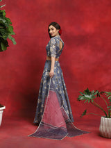 Grey Floral Print Couple Combo - Elganza