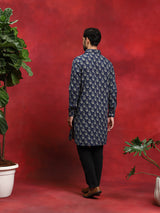Navy Blue Printed Couple Combo Set