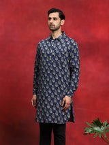 Navy Blue Printed Couple Combo Set