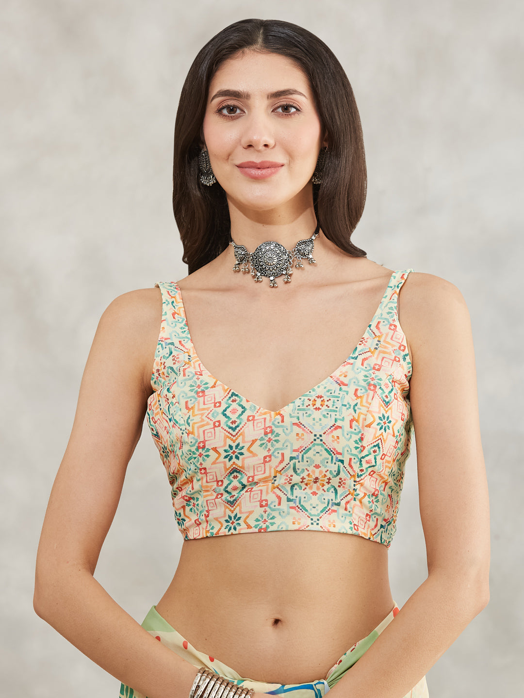 Women's Multicolor Georgette Tropical  Printed Printed Saree with Blouse Piece