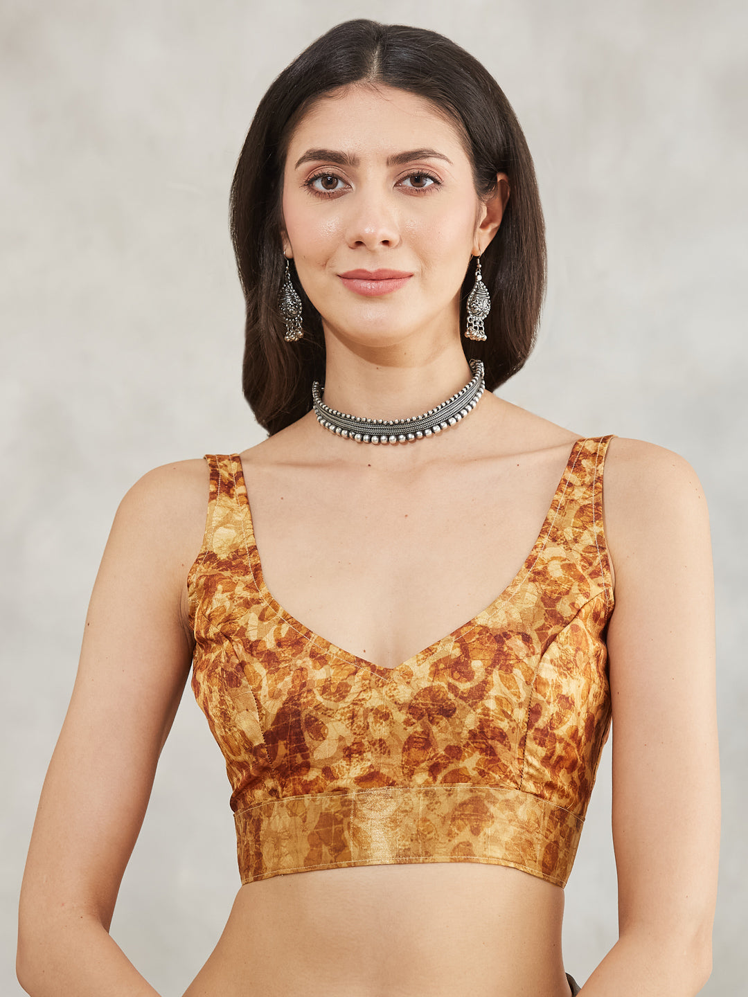 Women's Olive Green Silk Blend Floral Printed Printed Saree with Blouse Piece