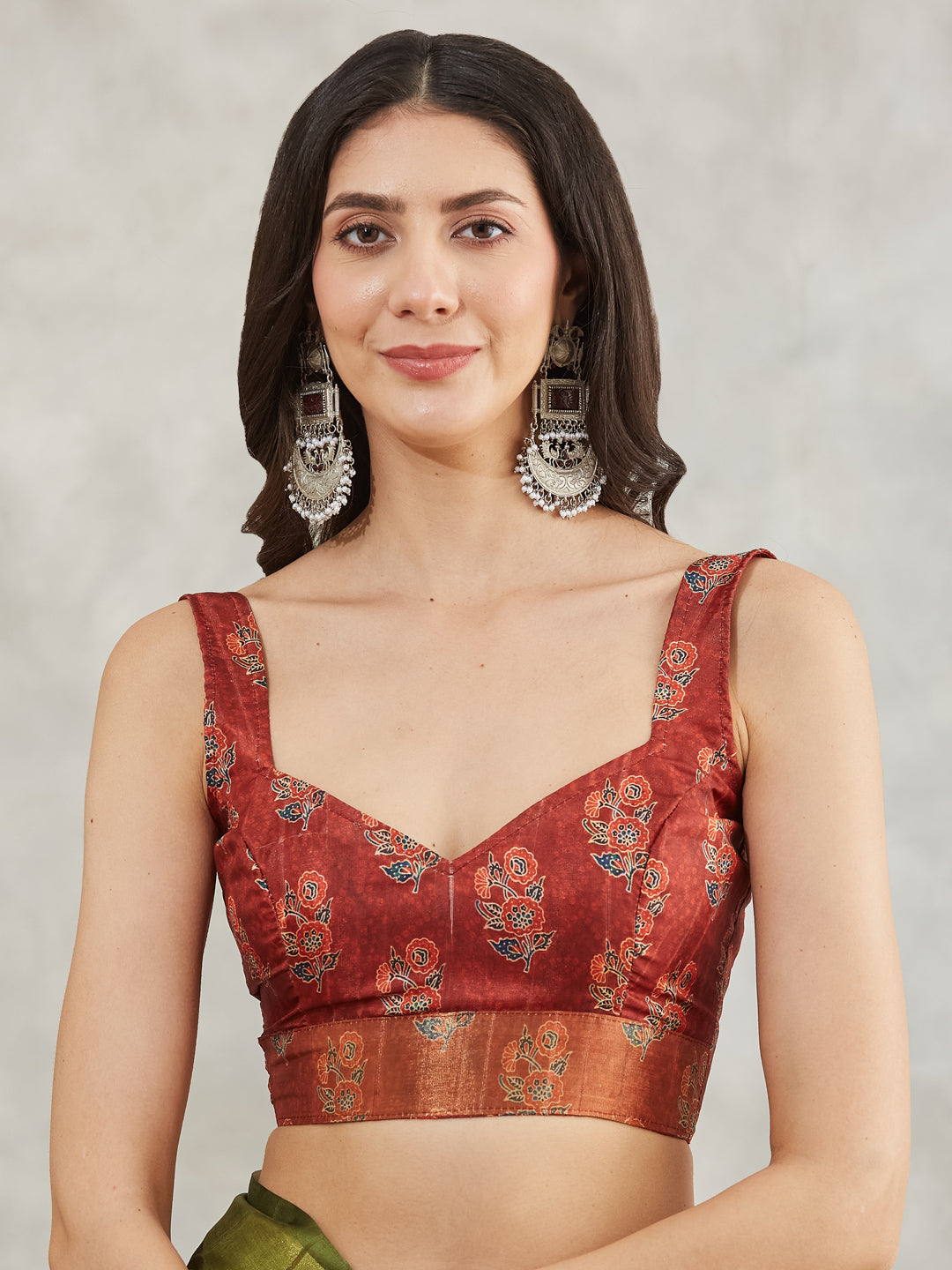 Women's Mehndi Green Silk Blend Bandhani Printed Printed Saree with Blouse Piece