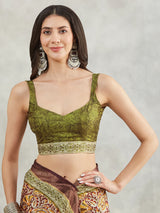 Women's Burgundy Silk Blend Paisley Printed Printed Saree with Blouse Piece