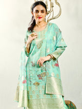 Green Chanderi Jacquard Kurta set with Dupatta