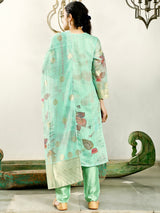 Green Chanderi Jacquard Kurta set with Dupatta
