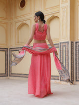 Pink Printed Lehenga Choli With Dupatta