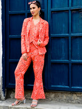 Orange Bandhani Printed Co-Ord Set