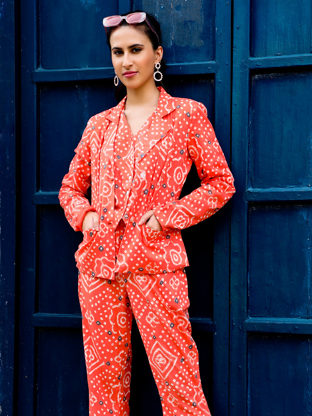Orange Bandhani Printed Co-Ord Set