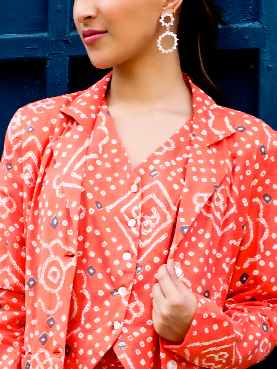 Orange Bandhani Printed Co-Ord Set