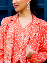 Orange Bandhani Printed Co-Ord Set