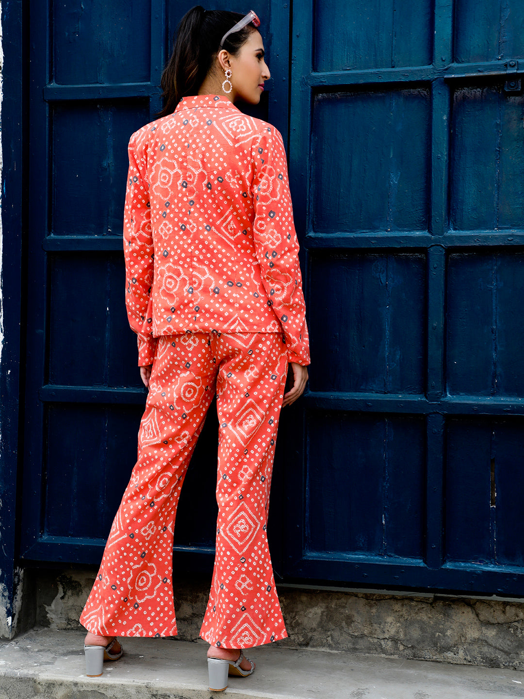 Orange Bandhani Printed Co-Ord Set