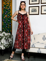 Black & Maroon Printed Kurta - Elganza