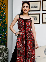 Black & Maroon Printed Kurta - Elganza